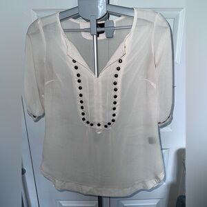 Angie Ivory Blouse with Black Accents